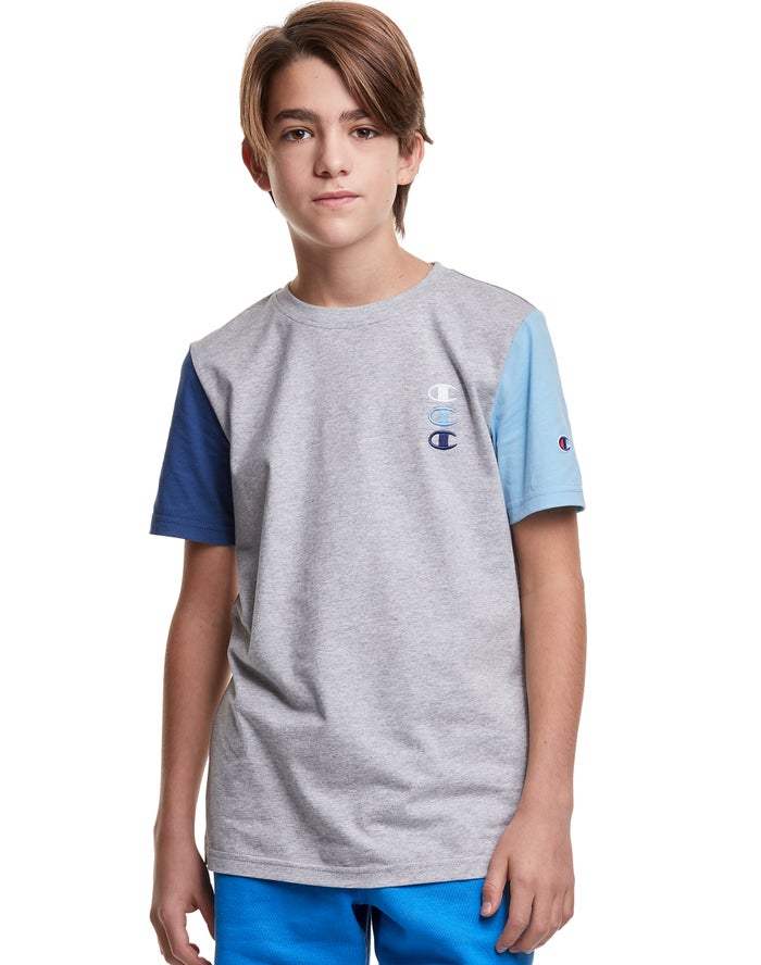 Camiseta Champion Niño - Triple Stacked Logo ( Gris ) 0381457-AR